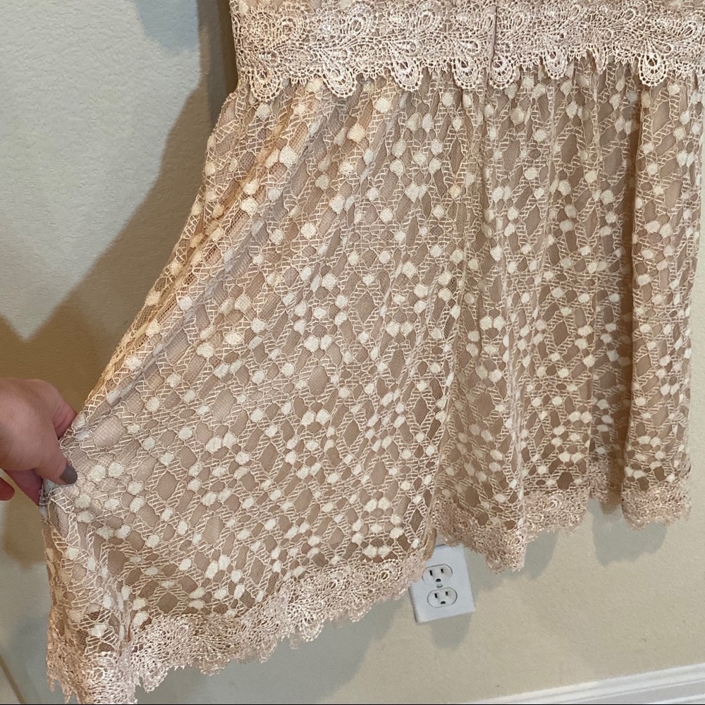 J.O.A. Lace Short Sleeve Blush Mini Dress - Picture 12 of 14